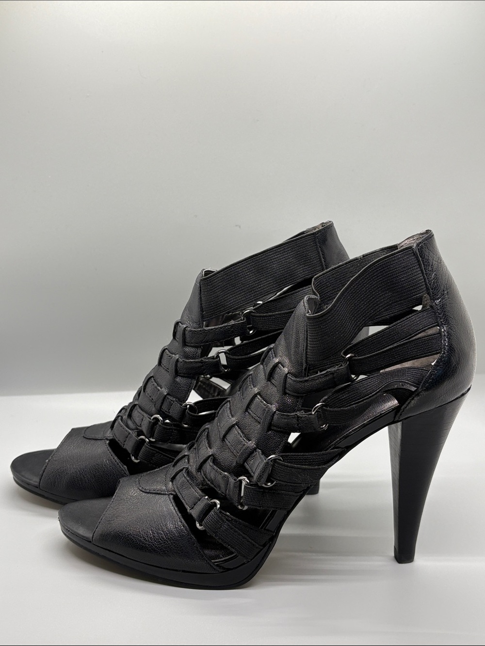 Nine West Black Strappy Cage High Heels